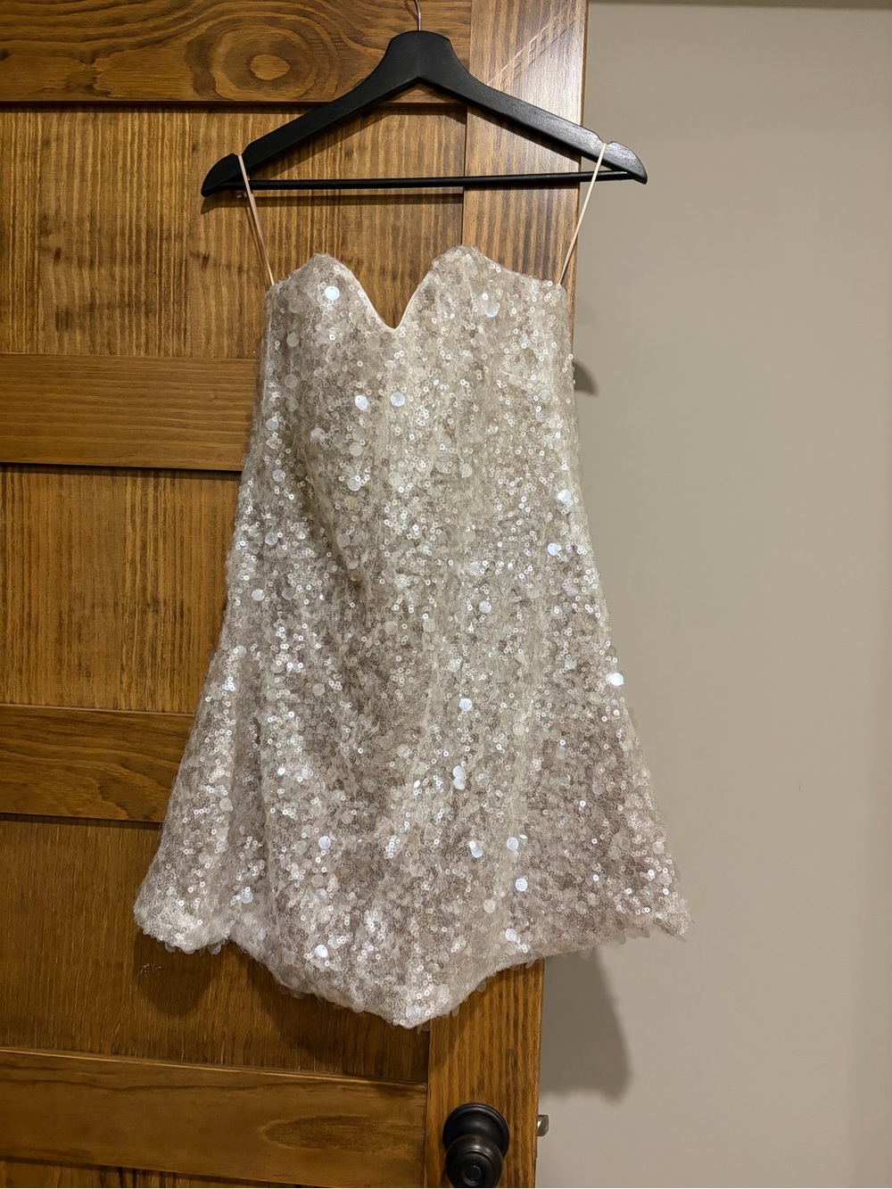 Strapless Sequin Party Dress in Champagne